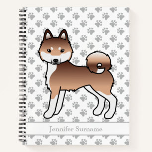 Roter und weißer Alaskan Klee Kai Hund & Benutzerd Notizbuch