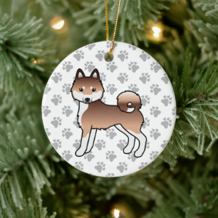 Roter und weißer Alaskan Klee Kai Niedlicher Carto Keramik Ornament