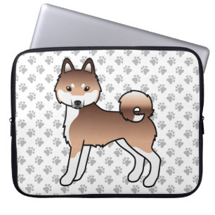 Roter und weißer Alaskan Klee Kai Niedlicher Carto Laptopschutzhülle