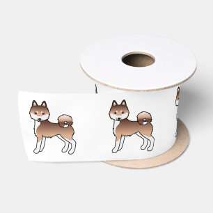 Roter und weißer Alaskan Klee Kai süßer Cartoon-Hu Satinband
