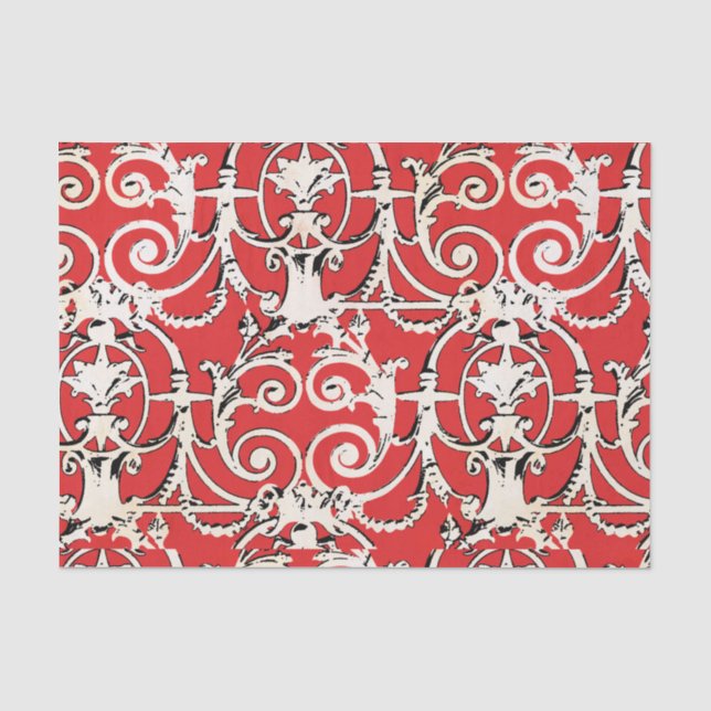 Roter und weißer Damast Seidenpapier (Vorderseite)