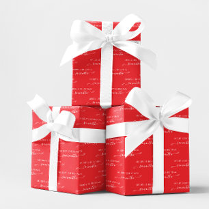 Roter und weißer Frohe Weihnachten Süße Schleife N Geschenkpapier Set
