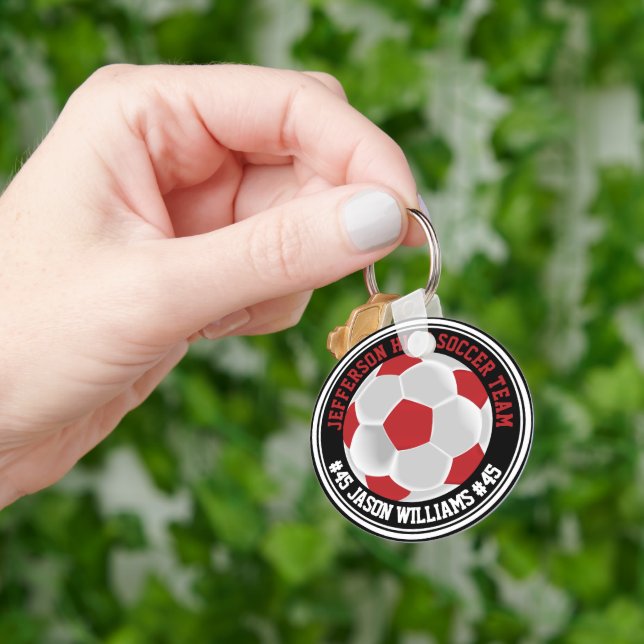 Roter und Weißer Fußball ⚽ Schlüsselanhänger (Hand)