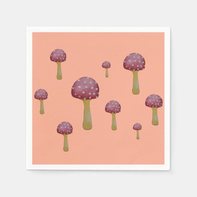 Roter und weißer gepunkteter Pilz Serviette (Vorderseite)