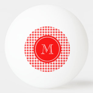 Roter und weißer Gingham, Ihr Monogramm Tischtennisball