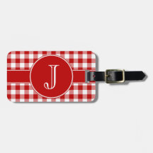 Roter und weißer Gingham-mit Monogramm