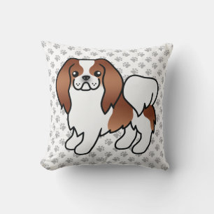Roter und weißer japanischer Chin-Cartoon-Hund & P Kissen