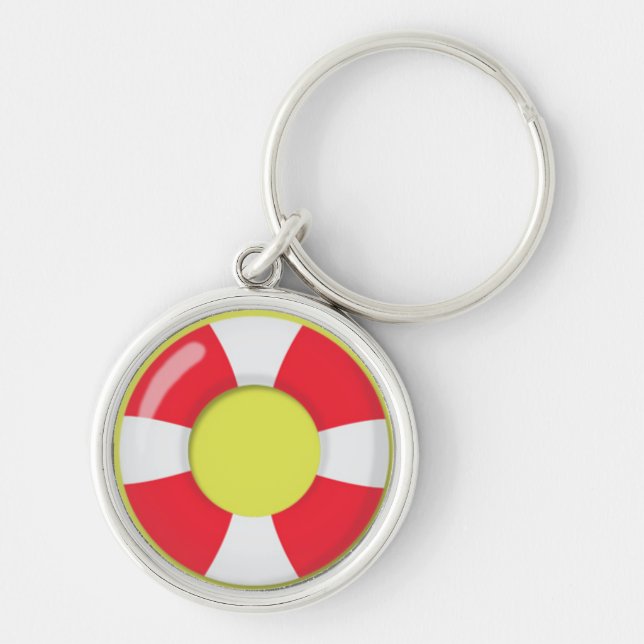 Roter und weißer Leibwächter-Gummiring Floatie Schlüsselanhänger (Vorne)
