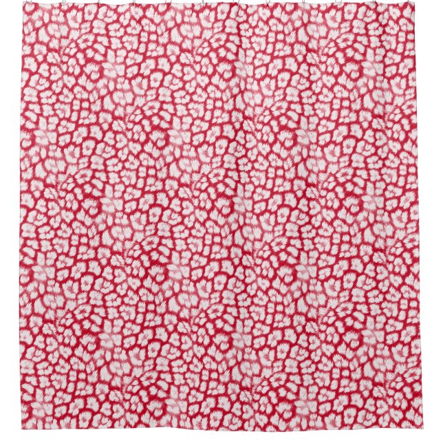 Roter und weißer Leoparddruck Duschvorhang (Vorderseite)