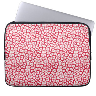 Roter und weißer Leoparddruck Laptopschutzhülle