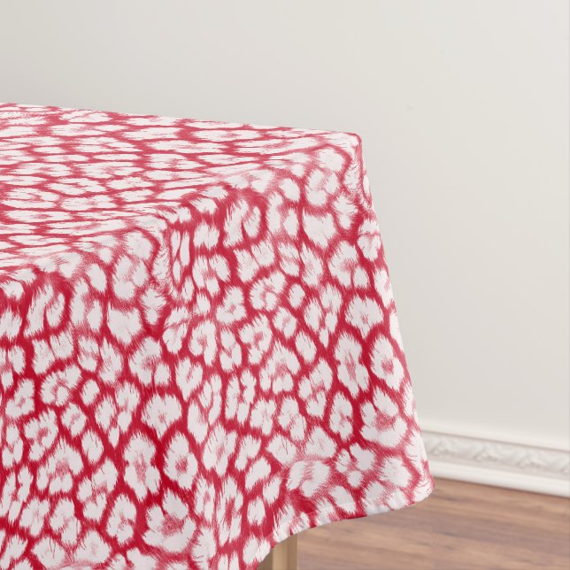 Roter und weißer Leoparddruck Tischdecke (Beispiel)