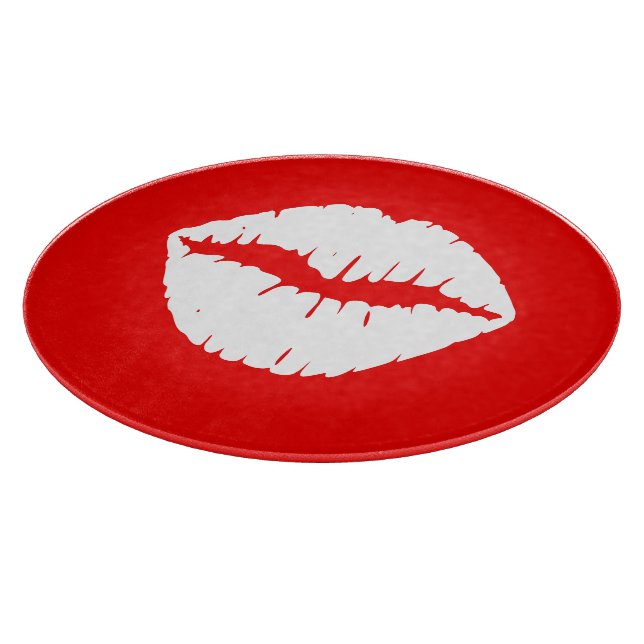 Roter und weißer Lipstick Schneidebrett (Ecke)
