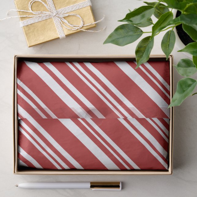 Roter und weißer, moderner Pfefferminzstreifen Seidenpapier (Geschenk)