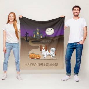 Roter und weißer Papillon & Halloween Spukhaus Fleecedecke