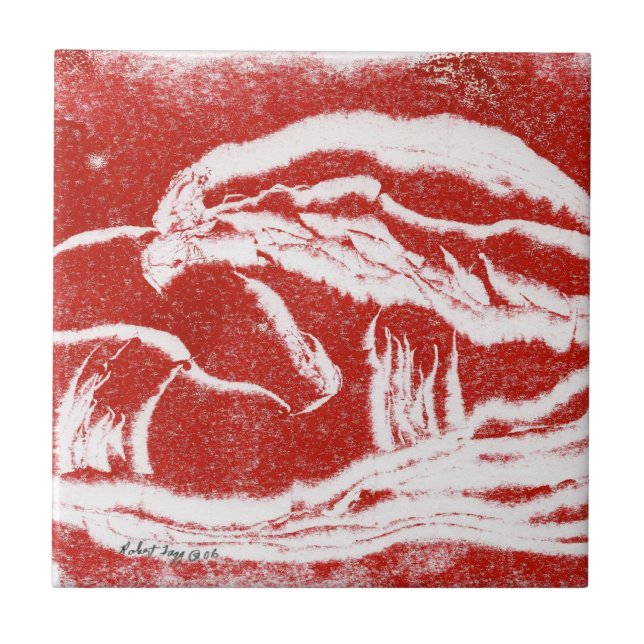 Roter und weißer Pilz, Keramik mit Toadstool. Fliese (Vorderseite)