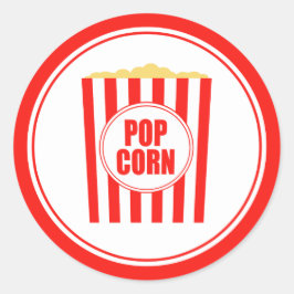 Roter und weißer Popcorn Runder Aufkleber