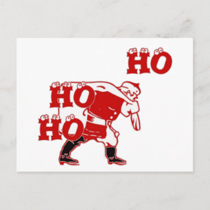 Roter und weißer Santa läuft Ho Ho Ho Kunstprint Postkarte