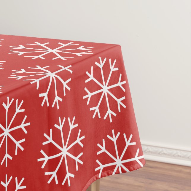 Roter und weißer Schneeflockemuster Tischdecke (Beispiel)