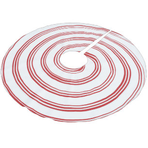 Roter und weißer Spiralspieß Polyester Weihnachtsbaumdecke