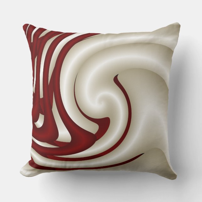 Roter und weißer Spiralwirbel Kissen (Vorderseite)
