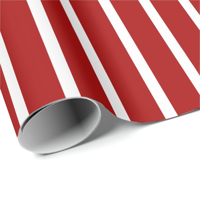 Roter und weißer Streifen Geschenkpapier (Rolleneckpunkt)