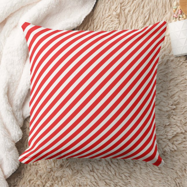 Roter und weißer Streifen Kissen (Decke)