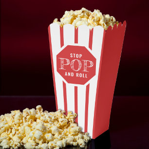 Roter und weißer Streifen Stopp Pop & Roll Funny P Geschenkschachtel