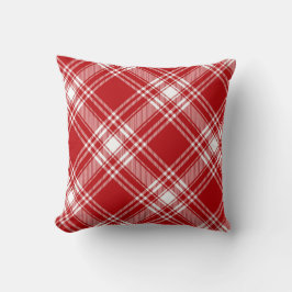 Roter und weißer Tartan Kissen