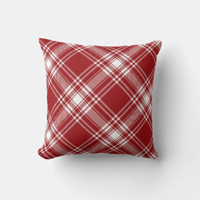 Roter und weißer Tartan Kissen (Vorderseite)
