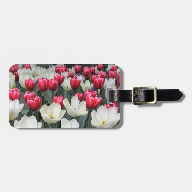 Roter und weißer Tulpe-Gepäck-Umbau personalisiert Gepäckanhänger (Vorderseite horizontal)