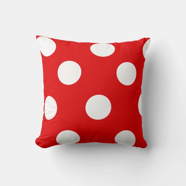 Roter und weißer Tupfen Kissen (Vorderseite)