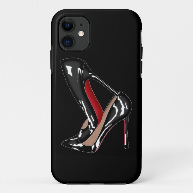 Roter Unterseitenschuh-Heels STAPELTE SCHWARZES Case-Mate iPhone Hülle (Rückseite)