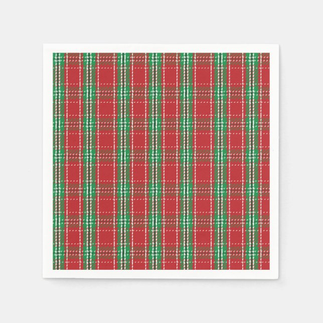 Roter Urlaub Weihnachten Kariert Rustikales Land Serviette (Vorderseite)