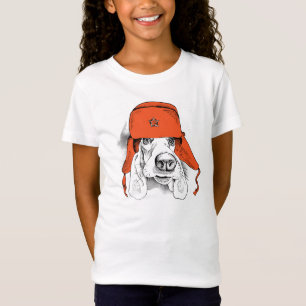 Roter Ushanka Hut Basset Hounds T-Shirt
