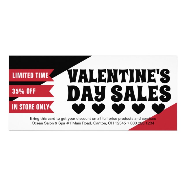 Roter Valentinstag-VerkäufePromo Werbekarte (Vorne)