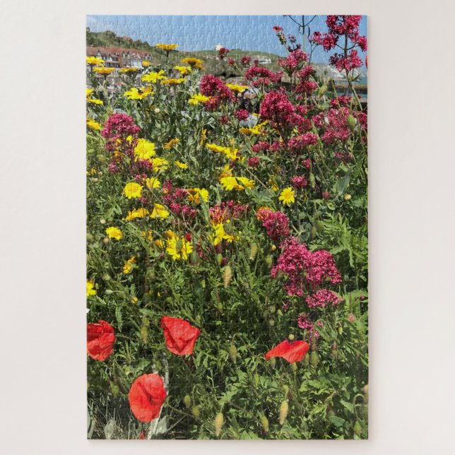 Roter Valerian, Rote Pflaumen und Gelbe Daisien (Vertikal)