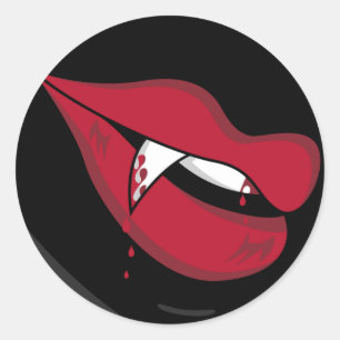Roter Vampirs-Lippenaufkleber Runder Aufkleber