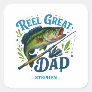 Roter Vater - Fischfang und Fisch Quadratischer Aufkleber