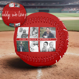 Roter Vater mit Kindern und Familienvater 6 Foto Baseball