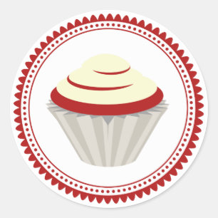 Roter Velvet Cupcake Umschlag Aufkleber Aufkleber