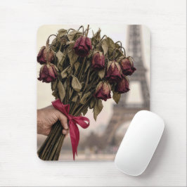 Roter verwelkter Rosenstrauß in Paris Mousepad