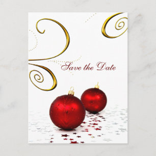 roter Verzierungswinter Save the Date wedding Ankündigungspostkarte