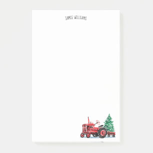 Roter Vintager Traktor-Weihnachtsbaum addieren Post-it Klebezettel