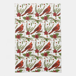 Roter Vogel, heilige Blätter, Poinsettia, Kiefer Geschirrtuch