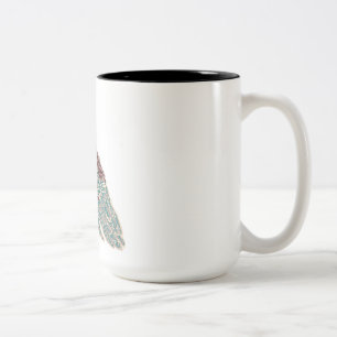 Roter Vogel mit blauen Blumen Zweifarbige Tasse