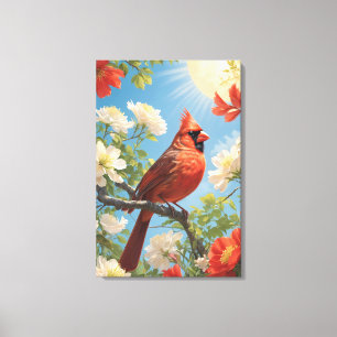 Roter Vogel und Sonnenschein Leinwanddruck