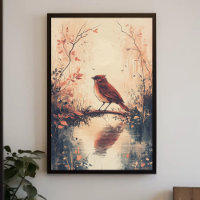 Roter Vogel und Wassernatur Tierwelt Aestheti