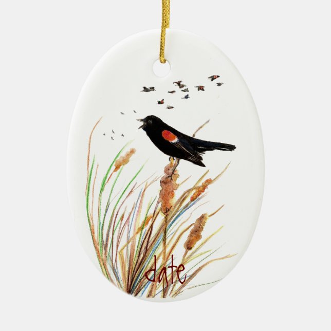Roter Vogelgezwitscher - Vogelsammlung Keramikornament (Vorne)