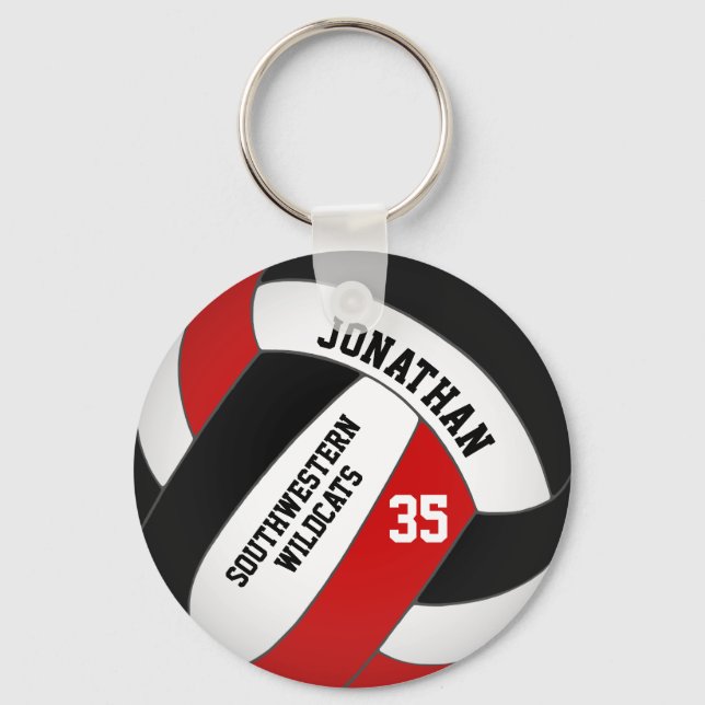 roter Volleyballspieler und Mannschaftsname Schlüsselanhänger (Vorderseite)