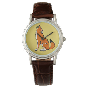 - Roter Wald - Wildtiere - gelb - Armbanduhr